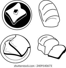 Abran el atractivo atemporal del pan blanco clásico en este linaje vectorial blanco y negro. Ideal para los diseños nutritivos, este cuarteto de pan aporta un toque clásico a la panadería y al creativo de cocina