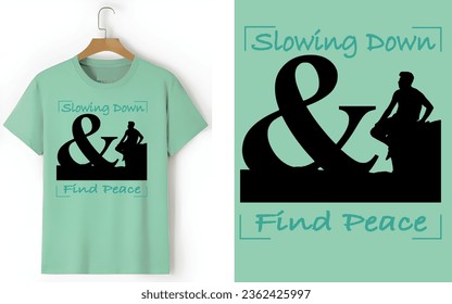 Embrace tranquility with this soothing light green T-shirt featuring a captivating design. At its center, a serene silhouette of a man sits in contemplation, surrounded by a harmonious blend of nature