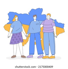 Embrace Ukraine Group People Hugging Together Stock Vector (Royalty ...