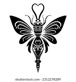 Embrace the unique and mesmerizing world of insects with this hand drawn tribal tattoo illustration. Delicate yet powerful, it captures the essence of transformation and resilience.