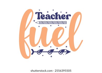 Embrace your day with 'Teacher Fuel' a striking design brimming with inspiration. It uses a playful serif font and an enchanting coffee cup for modern elegance.