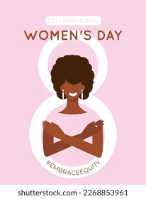 #EmbraceEquity. Banner International Women's Day. Faceless women vector illustration. EPS 10