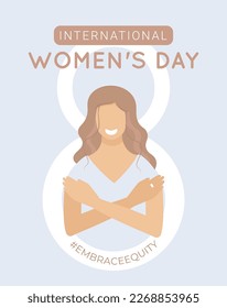 #EmbraceEquity. Banner International Women's Day. Faceless women vector illustration. EPS 10
