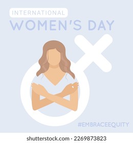 #EmbraceEquity. Poster International Women's Day. Faceless vector illustration. EPS 10