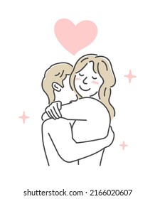 Embraces loving couple vector illustration | love, happiness