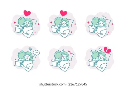 Adopta un conjunto de ilustraciones vectoriales de pareja amorosa ( Variaciones emocionales )