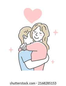 Embraces loving couple vector illustration | love, happiness