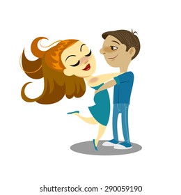 Embraces of a loving couple. Vector illustration