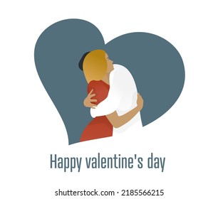 Embracing couple in love. Warm embrace. Hugs of man and woman. Happy Valentine's day illustration