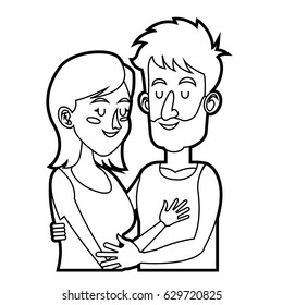 embracing couple relationship together sketch