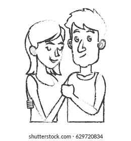 embracing couple relationship together sketch