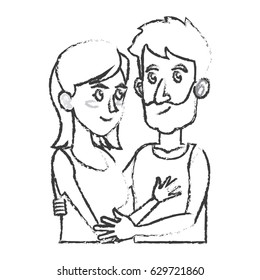 embracing couple relationship together sketch
