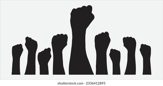 Embracing Equality, Silhouettes of Hands Raised in Solidarity - Men and Women Advocating Human Rights