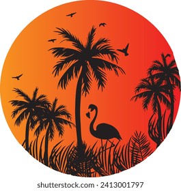 Embracing My Inner Flamingo-cool cute typography Flamingo T-Shirt Blank white T-shirt template.Beautiful sunset in summer illustration vector.California Ocean side stylish t-shirt and apparel trendy d