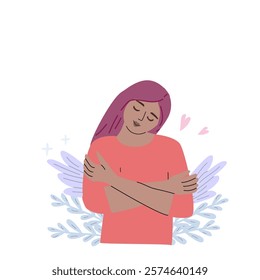 Embracing self love and wellness with a dreamy female illustration.