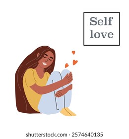 Embracing self love with a woman's joyful expression for personal wellbeing and mental health awareness.