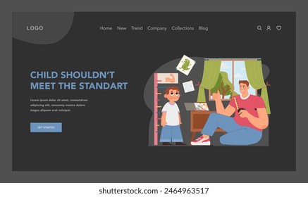 Embracing unique development concept. Scene depicting importance of not holding children to one-size-fits-all standards. Celebrating individual growth. Flat vector illustration