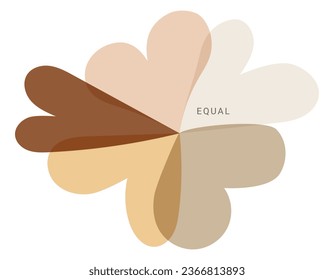Embracing Unity: Overlapping Hearts Representing Diversity and Inclusion, text "equal"