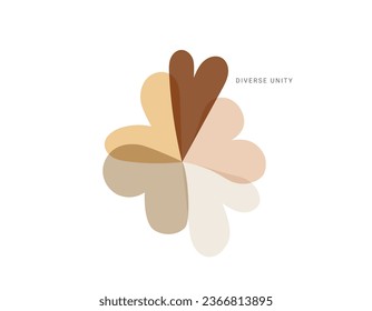 Embracing Unity: Overlapping Hearts Representing Diversity and Inclusion, text "diverse unity"