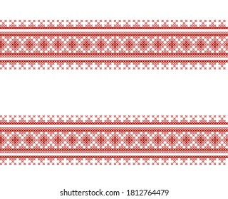 Embridered seamless ornament, slavic culture element, vector design