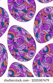 Embriodery seamless pattern in easter motive. Colorful Easter eggs pattern. 