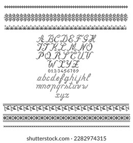 embroidered alphabet with set of borders