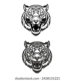 embroidered black and white tiger vector logo