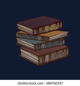 Embroidered books - education. Template for clothes, textiles, t-shirt design