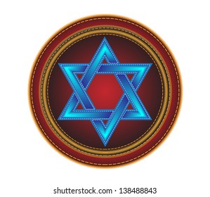 .Embroidered button with the star of David.Vector