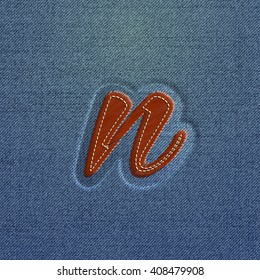 Embroidered character from a typeface, vector