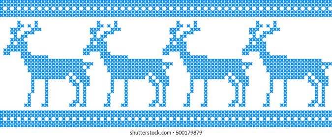 Embroidered Christmas and New Year pattern deer