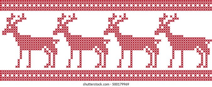 Embroidered Christmas and New Year pattern deer