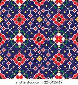 Embroidered cross-national big set of traditional pattern. Vector illustration of ethnic seamless ornamental geometric pattern.