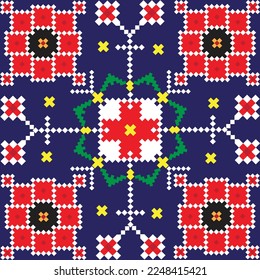 Embroidered cross-national big set of traditional pattern. Vector illustration of ethnic seamless ornamental geometric pattern.