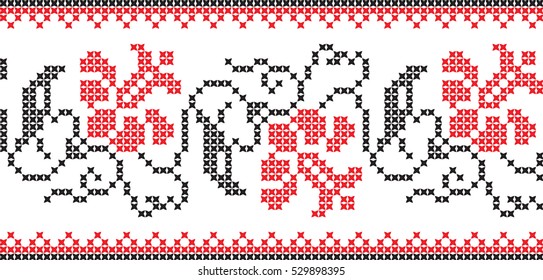 Embroidered cross-national pattern