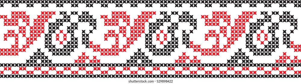 Embroidered cross-national pattern