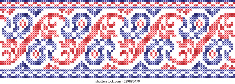 Embroidered cross-national pattern