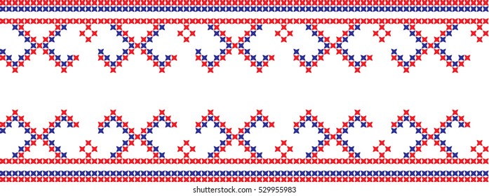 Embroidered cross-national pattern