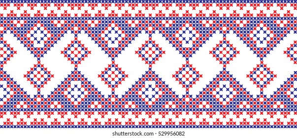Embroidered cross-national pattern