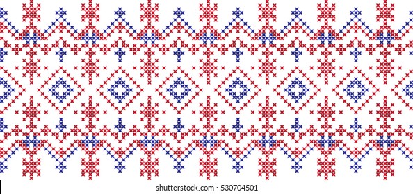 Embroidered cross-national pattern