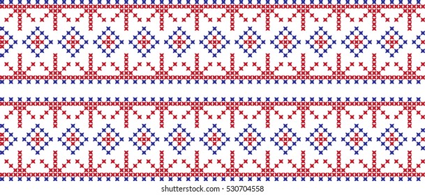 Embroidered cross-national pattern
