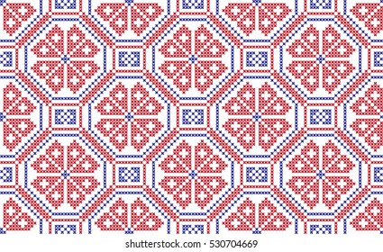 Embroidered cross-national pattern
