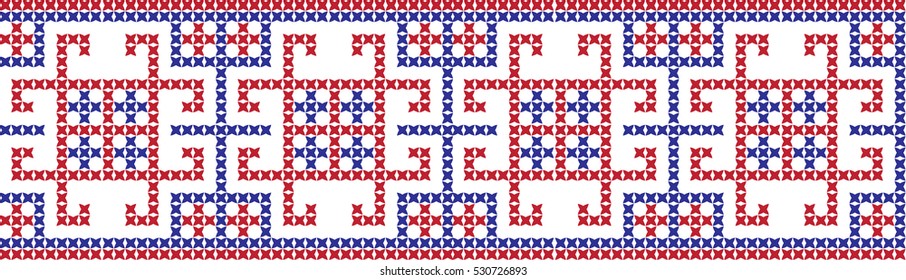 Embroidered cross-national pattern