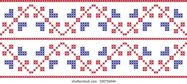 Embroidered cross-national pattern