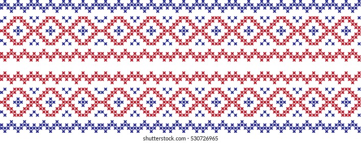 Embroidered cross-national pattern