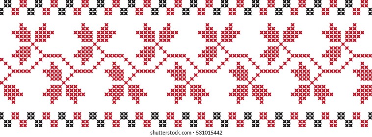 Embroidered cross-national pattern