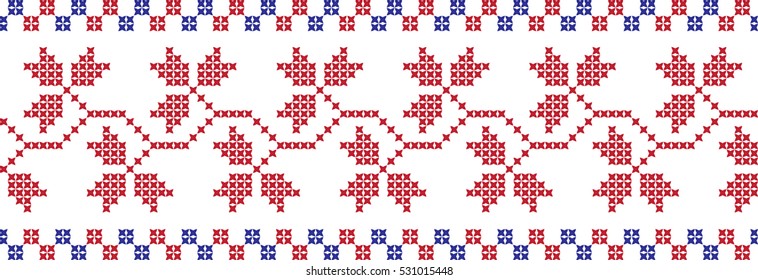 Embroidered cross-national pattern