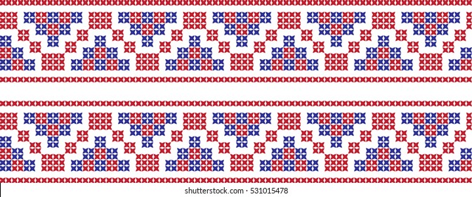 Embroidered cross-national pattern