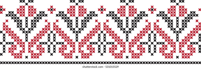 Embroidered cross-national pattern