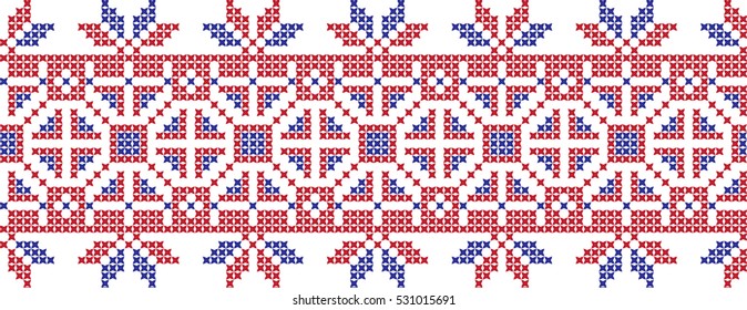 Embroidered cross-national pattern